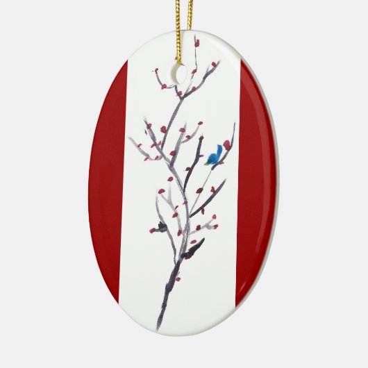 Blauwe vogel keramisch ornament (Links)