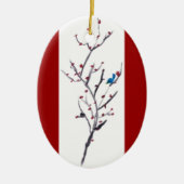 Blauwe vogel keramisch ornament (Voorkant)