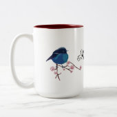 Blauwe vogel kunst gepersonaliseerd tweekleurige koffiemok (Links)