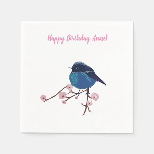 Blauwe Vogel Kunst Servet (Voorkant)