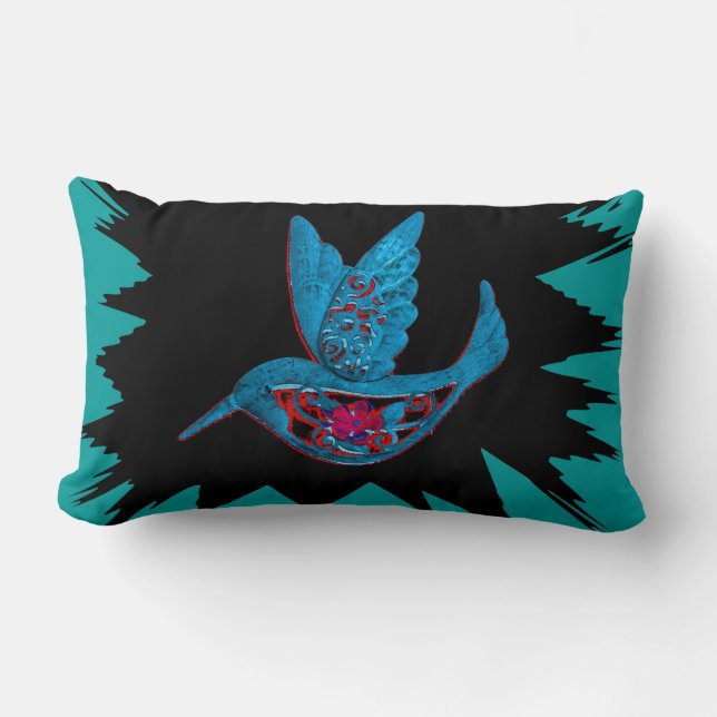 Blauwe Vogel Kussen (Voorkant)