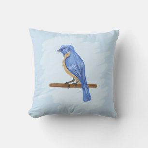 Blauwe vogel kussen