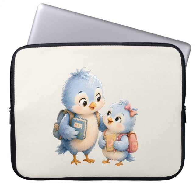 Blauwe Vogel Laptop Hoes Organizer (Voorkant)