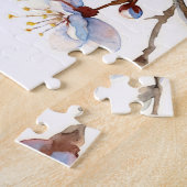 Blauwe Vogel Lente Bloesem Vogel Kunst Legpuzzel (Zijkant)