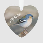 Blauwe vogel Madeira Keep (Fringilla maderensis) Ornament (voorkant)