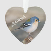 Blauwe vogel Madeira Keep (Fringilla maderensis) Ornament (achterkant)