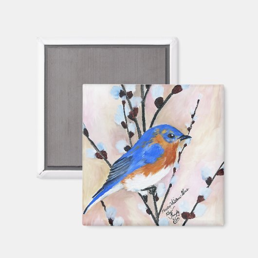 blauwe vogel magneet (Voorkant / Achterkant)