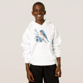 Blauwe vogel met blauwe bloemen (Voorkant volledig)