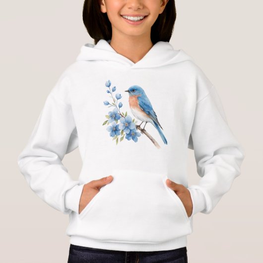 Blauwe vogel met blauwe bloemen (Voorkant)