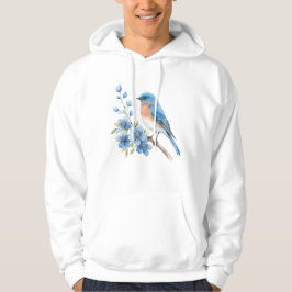 Blauwe vogel met blauwe bloemen hoodie