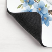 Blauwe vogel met blauwe bloemen muismat (Hoek)