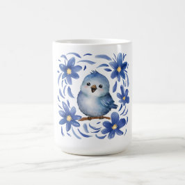Blauwe Vogel met bloemen Koffiemok