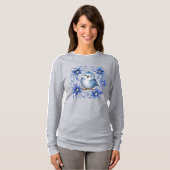 Blauwe Vogel met bloemen T-shirt (Voorkant volledig)