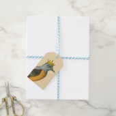  Blauwe Vogel met Gouden Kroon Cadeaulabel (Met Touw)