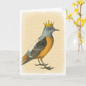 blauwe vogel met goudkroon kaart (Gele Bloem)