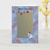 Blauwe Vogel met Kerst Template Kaart (Gele Bloem)