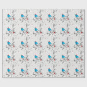 Blauwe vogel met Kerstmis Cadeaupapier (Vlak)
