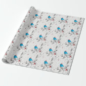 Blauwe vogel met Kerstmis Cadeaupapier (Uitgerold)