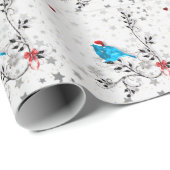 Blauwe vogel met Kerstmis Cadeaupapier (Rol Hoek)