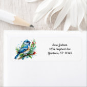 Blauwe vogel met Kerstmis Etiket (Insitu)