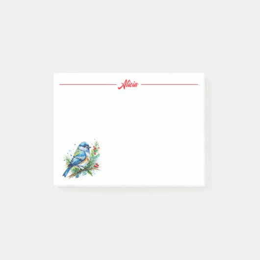 Blauwe vogel met Kerstmis Post-it® Notes (Voorkant)