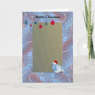 Blauwe Vogel met Kerstsjabloon Kaart