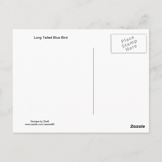 Blauwe vogel met lange kop briefkaart (Achterkant)