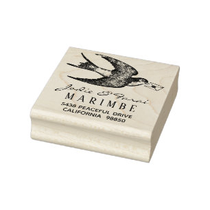 Blauwe Vogel met Letter Adres Stempel