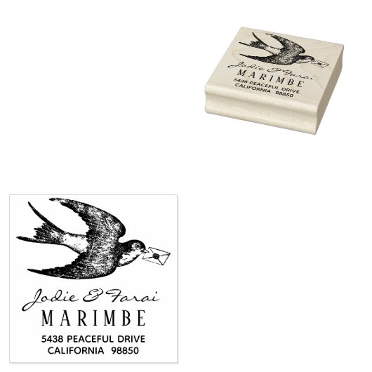  Blauwe Vogel met Letter Adres Stempel (Gestempeld)