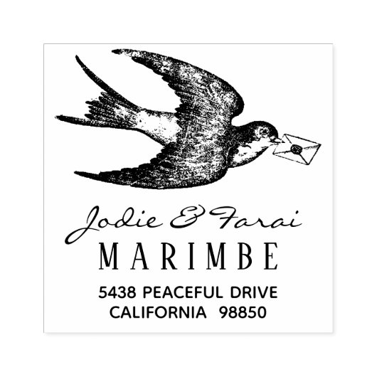  Blauwe Vogel met Letter Adres Stempel (Afrduk)