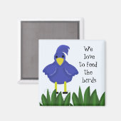 Blauwe Vogel met Lieve Spreuk Magneet (Voorkant / Achterkant)