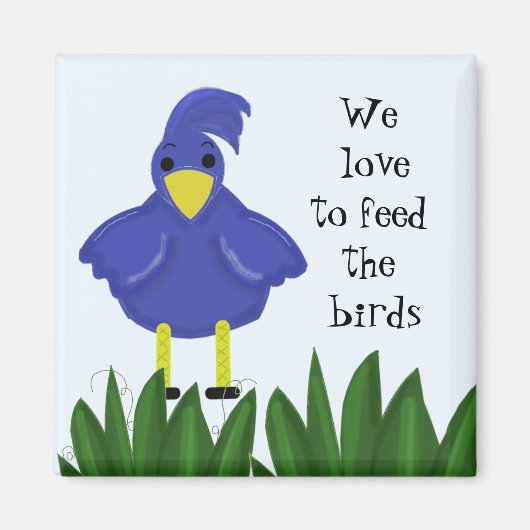 Blauwe Vogel met Lieve Spreuk Magneet (Voorkant)