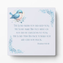 Blauwe vogel met nummers 6 24-26 plaque