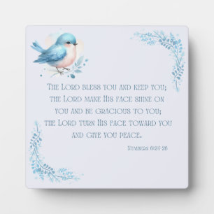 Blauwe vogel met nummers 6 24-26 plaque fotoplaat