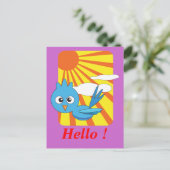Blauwe vogel met zonneschijn briefkaart (Staand voorkant)