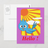 Blauwe vogel met zonneschijn briefkaart (Voorkant / Achterkant)