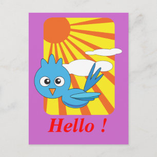 Blauwe vogel met zonneschijn briefkaart
