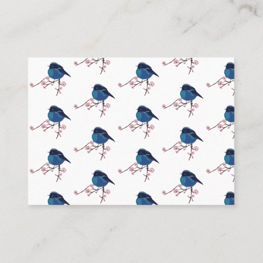 Blauwe vogel Mighty, standaardmatte Visitekaartje (Achterkant)