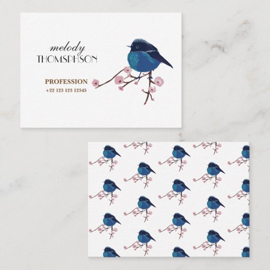 Blauwe vogel Mighty, standaardmatte Visitekaartje (Voorkant / Achterkant)