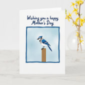 Blauwe Vogel Moederdagkaart Kaart (Gele Bloem)