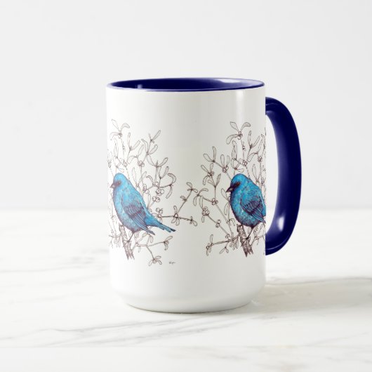 Blauwe vogel mok (Voorkant rechts)