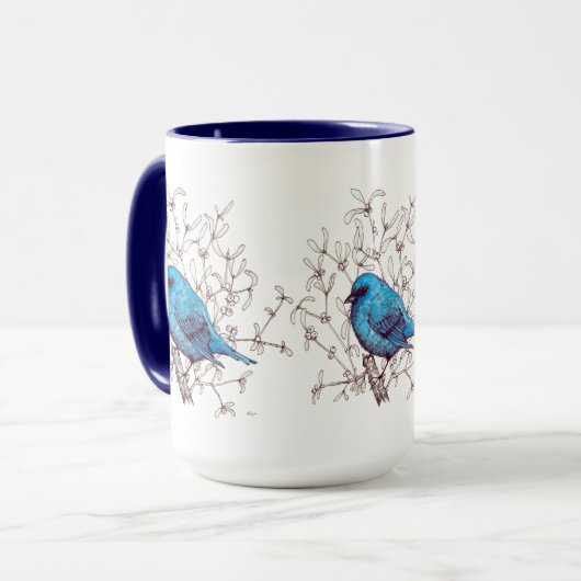 Blauwe vogel mok (Voorkant links)