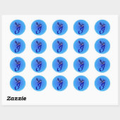 Blauwe Vogel Monogram Eerste I Elegant Ronde Sticker (Vel)