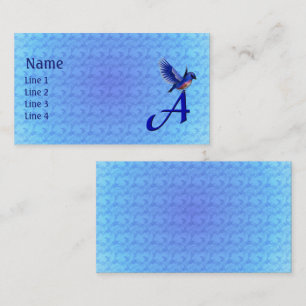 Blauwe Vogel Monogram Eerste Letter A Elegant Visitekaartje