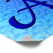 Blauwe Vogel Monogram Eerste Letter A Persoonlijk Poster (Hoek)