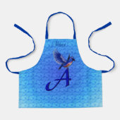 Blauwe Vogel Monogram Eerste Letter A Persoonlijk Schort (Voorkant)