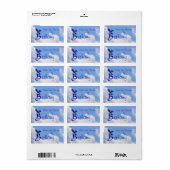 Blauwe Vogel Monogram Eerste Letter B Handgemaakt  Etiket (Full Sheet)