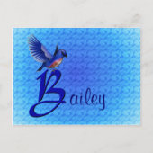 Blauwe Vogel Monogram Eerste Letter B Persoonlijk Briefkaart (Voorkant)