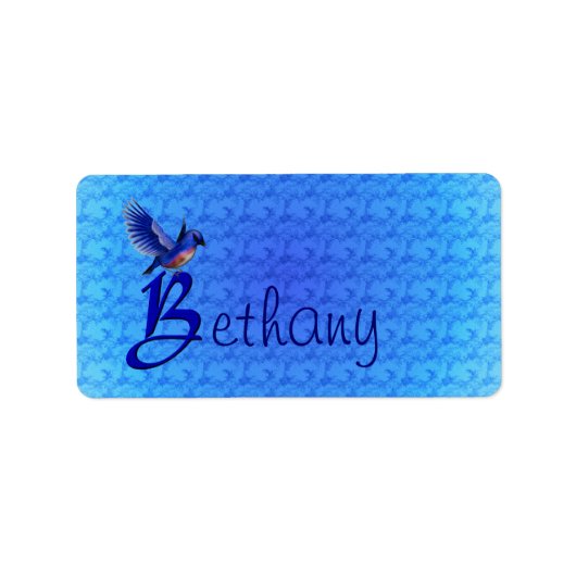 Blauwe Vogel Monogram Eerste Letter B Persoonlijk Etiket (Voorkant)