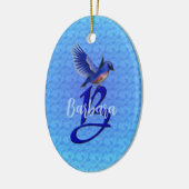 Blauwe Vogel Monogram Eerste Letter B Persoonlijk Keramisch Ornament (Links)